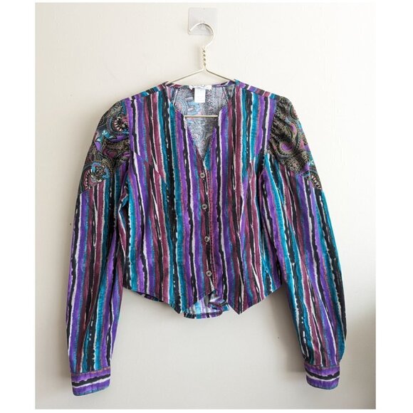 21 - Vintage Paisley Striped Western Button down - Picture 1 of 9